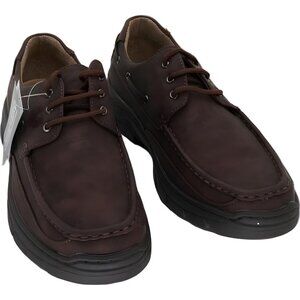 Aston Marc brown leather moc-toe casual lace-up men's comfort shoes 13
